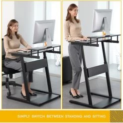 HOMOOI Bureau Debout En Forme De Z Réglable En Hauteur Ergonomique Avec Moniteur Riser 70x60x(75-115)cm CD207001WB 8 HOMOOI Bureau Debout En Forme De Z Réglable En Hauteur Ergonomique Avec Moniteur Riser 70x60x(75-115)cm CD207001WB -France Bureau Soldes 2022 48221779 2