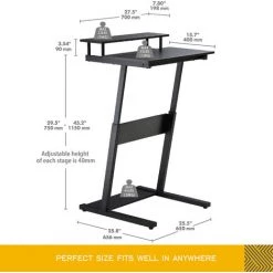 HOMOOI Bureau Debout En Forme De Z Réglable En Hauteur Ergonomique Avec Moniteur Riser 70x60x(75-115)cm CD207001WB 9 HOMOOI Bureau Debout En Forme De Z Réglable En Hauteur Ergonomique Avec Moniteur Riser 70x60x(75-115)cm CD207001WB -France Bureau Soldes 2022 48221779 3