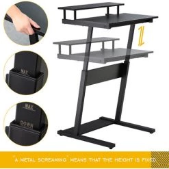 HOMOOI Bureau Debout En Forme De Z Réglable En Hauteur Ergonomique Avec Moniteur Riser 70x60x(75-115)cm CD207001WB 10 HOMOOI Bureau Debout En Forme De Z Réglable En Hauteur Ergonomique Avec Moniteur Riser 70x60x(75-115)cm CD207001WB -France Bureau Soldes 2022 48221779 4