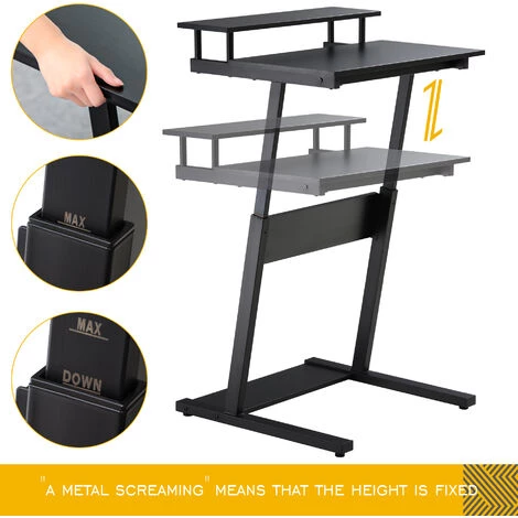 HOMOOI Bureau Debout En Forme De Z Réglable En Hauteur Ergonomique Avec Moniteur Riser 70x60x(75-115)cm CD207001WB 6 HOMOOI Bureau Debout En Forme De Z Réglable En Hauteur Ergonomique Avec Moniteur Riser 70x60x(75-115)cm CD207001WB – Image 4