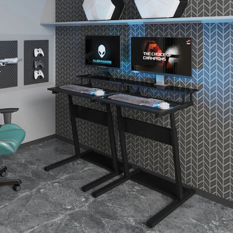 HOMOOI Bureau Debout En Forme De Z Réglable En Hauteur Ergonomique Avec Moniteur Riser 70x60x(75-115)cm CD207001WB 7 HOMOOI Bureau Debout En Forme De Z Réglable En Hauteur Ergonomique Avec Moniteur Riser 70x60x(75-115)cm CD207001WB – Image 5