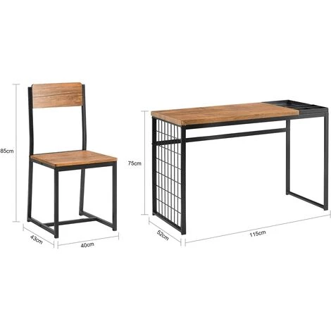 SoBuy FWT60-N Set De 1 Bureau + 1 Chaise Ensemble Bureau Et Chaise Table De Travail Avec 2 Tablettes Amovibles Work Table Computer Table Table De Cuisine Table à Manger Au Design Industriel 5 SoBuy FWT60-N Set De 1 Bureau + 1 Chaise Ensemble Bureau Et Chaise Table De Travail Avec 2 Tablettes Amovibles Work Table Computer Table Table De Cuisine Table à Manger Au Design Industriel – Image 3