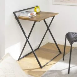 SoBuy FWT88-F Bureau Pliant Pour Petits Espaces, Bureau D'Ordinateur Table D’Etude Bureau Portable à Domicile, Salon, Chambre, Aucun Assemblage Requis Design Industriel -France Bureau Soldes 2022 48416018 2