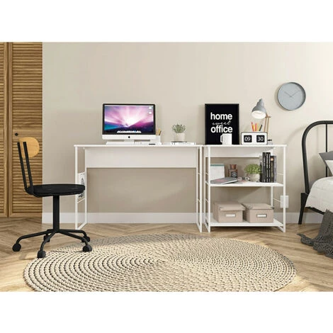 BEAUX MEUBLES PAS CHERS Bureau Blanc 120 Cm Pieds Métalliques 6 BEAUX MEUBLES PAS CHERS Bureau Blanc 120 Cm Pieds Métalliques – Image 4