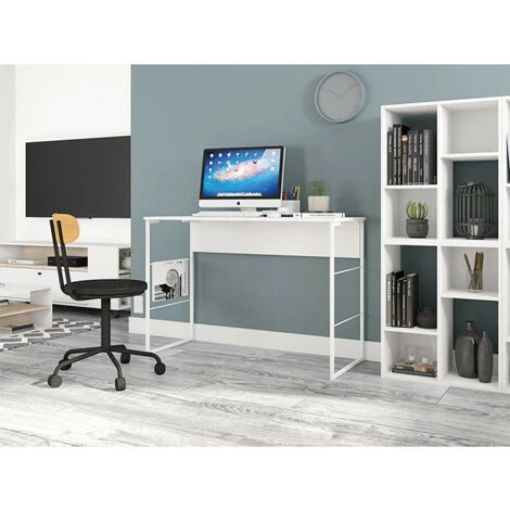 BEAUX MEUBLES PAS CHERS Bureau Blanc 120 Cm Pieds Métalliques 7 BEAUX MEUBLES PAS CHERS Bureau Blanc 120 Cm Pieds Métalliques – Image 5