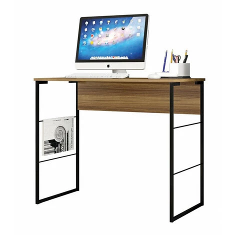 BEAUX MEUBLES PAS CHERS Bureau Miel 90 Cm Pieds Métalliques Noirs 3 BEAUX MEUBLES PAS CHERS Bureau Miel 90 Cm Pieds Métalliques Noirs