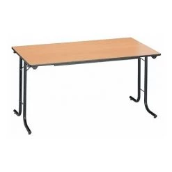 SANS MARQUE Table Rectangulaire Pliante Plateau Hêtre L 140 X P 70 Cm - Classique - Piétement Noir - Maxiburo - Noir
