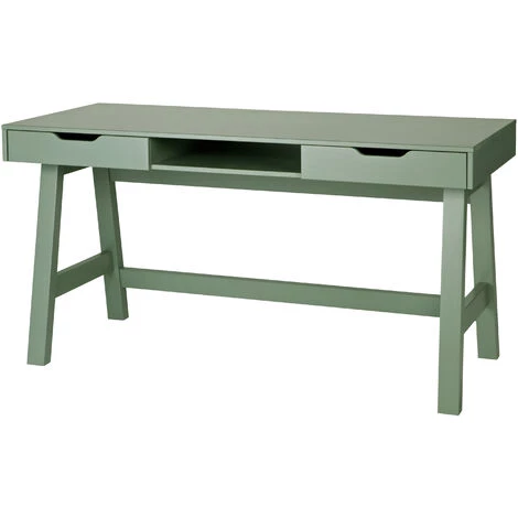 WHITELABEL Bureau Enfant En Bois De Pin Brossé - Table D'Ordinateur Vert Jade - 75x140x62 Cm - Nikki - Vert 6 WHITELABEL Bureau Enfant En Bois De Pin Brossé - Table D'Ordinateur Vert Jade - 75x140x62 Cm - Nikki - Vert – Image 4