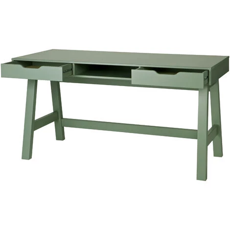 WHITELABEL Bureau Enfant En Bois De Pin Brossé - Table D'Ordinateur Vert Jade - 75x140x62 Cm - Nikki - Vert 7 WHITELABEL Bureau Enfant En Bois De Pin Brossé - Table D'Ordinateur Vert Jade - 75x140x62 Cm - Nikki - Vert – Image 5