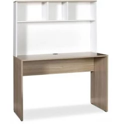 MOBILIER DECO HUGO - Bureau Avec 3 étagères Couleur Chêne Et Blanc HUGO - Blanc