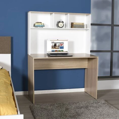 MOBILIER DECO HUGO - Bureau Avec 3 étagères Couleur Chêne Et Blanc HUGO - Blanc 6 MOBILIER DECO HUGO - Bureau Avec 3 étagères Couleur Chêne Et Blanc HUGO - Blanc – Image 4