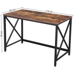 HUCOCO LUWERT - Bureau Style Loft Chambre D'ado/bureau - 150x78x60 Cm - Meuble Chambre Ado - Marron -France Bureau Soldes 2022 48663087 3