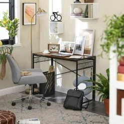 HUCOCO LOWAD - Bureau Style Loft Chambre D'ado/bureau - 100x76.5x50 Cm - Meuble Chambre Ado - Marron -France Bureau Soldes 2022 48669079 2