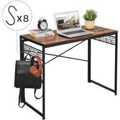 HUCOCO LOWAD - Bureau Style Loft Chambre D'ado/bureau - 100x76.5x50 Cm - Meuble Chambre Ado - Marron -France Bureau Soldes 2022 48669079 4