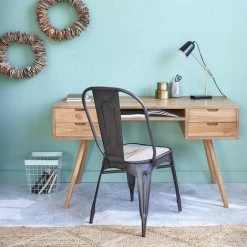 BOIS DESSUS BOIS DESSOUS Bureau En Bois De Teck 4 Tiroirs - Naturel -France Bureau Soldes 2022 48727745 5