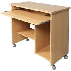 Table PC Avec 1 Tablette Clavier, Coloris Hêtre Repro - Dim : L90 X H72 X P48cm -PEGANE -France Bureau Soldes 2022 48813456 3