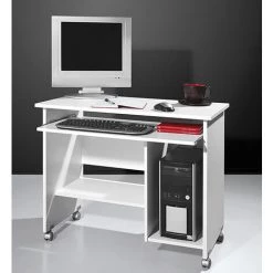 Table PC Avec 1 Tablette Clavier, Coloris Blanc - Dim : L90 X H72 X P48cm -PEGANE -France Bureau Soldes 2022 48813460 2