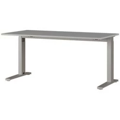 Bureau Coloris Gris Clair/Argenté - Longueur 160 X Hauteur 67 - 87 X Profondeur 80 Cm -PEGANE-