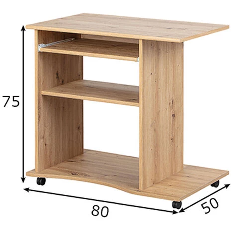 Bureau En Bois Imitation Chêne Artisan - L.80 X P.50 X H.75 Cm -PEGANE- 5 Bureau En Bois Imitation Chêne Artisan - L.80 X P.50 X H.75 Cm -PEGANE- – Image 3