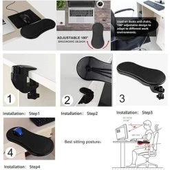 Fei Yu Computer Armrest Pad, Adjustable Black Computer Hand Holder, Wrist Support For Computer Desk, Can Offer Arm Rest On Computer Desk, 180° Adjustable, Relax Muscles -France Bureau Soldes 2022 49136780 3