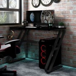 Bureau De Jeu Avec Pieds En Forme De ZZ Noir 110x60x75 Cm VidaXL
