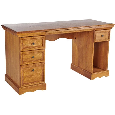 HELLIN Bureau Informatique En Chêne Massif Avec Tirette Pour Clavier - LA BRESSE - Bois Foncé 3 HELLIN Bureau Informatique En Chêne Massif Avec Tirette Pour Clavier - LA BRESSE - Bois Foncé