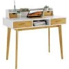 BAMNY Table Informatique, Bureau D’Ordinateur Avec 4 Tiroirs De Rangement, PC Table, Pour Travailler Ou Étudier, En Bambou, 108 X 50 X 95 Cm -France Bureau Soldes 2022 49636633 1