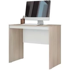 Bureau Coloris Chêne / Blanc - Longueur 91 X Profondeur 52 Cm -PEGANE-