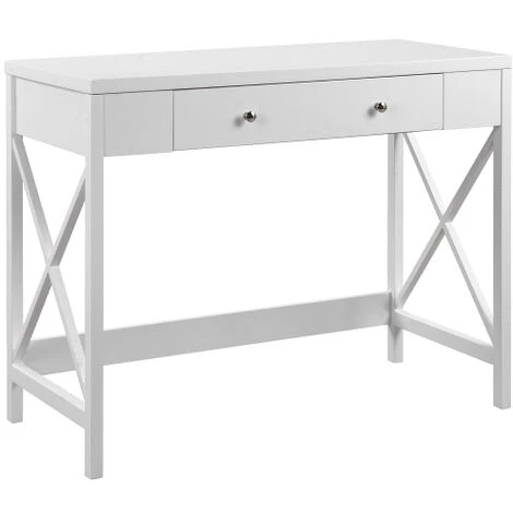 Foroo Bureau 100x48x78cm Bureau D'ordinateur Bureau De Travail Coiffeuse Sans Miroir Bureau En Bois Et Ch¨ºne Design Scandinave Moderne 4 Foroo Bureau 100x48x78cm Bureau D'ordinateur Bureau De Travail Coiffeuse Sans Miroir Bureau En Bois Et Ch¨ºne Design Scandinave Moderne – Image 2