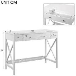 Foroo Bureau 100x48x78cm Bureau D'ordinateur Bureau De Travail Coiffeuse Sans Miroir Bureau En Bois Et Ch¨ºne Design Scandinave Moderne 11 Foroo Bureau 100x48x78cm Bureau D'ordinateur Bureau De Travail Coiffeuse Sans Miroir Bureau En Bois Et Ch¨ºne Design Scandinave Moderne -France Bureau Soldes 2022 49989988 5