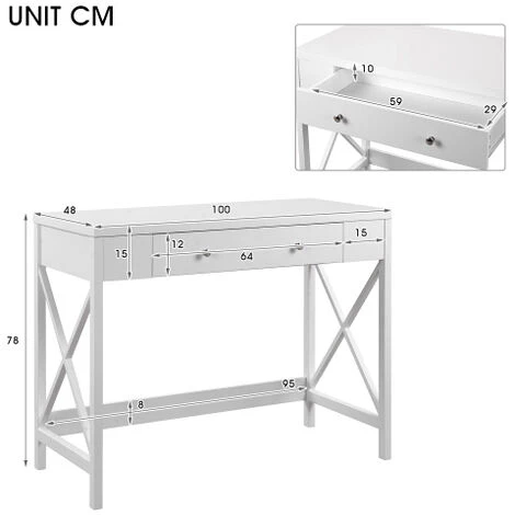 Foroo Bureau 100x48x78cm Bureau D'ordinateur Bureau De Travail Coiffeuse Sans Miroir Bureau En Bois Et Ch¨ºne Design Scandinave Moderne 7 Foroo Bureau 100x48x78cm Bureau D'ordinateur Bureau De Travail Coiffeuse Sans Miroir Bureau En Bois Et Ch¨ºne Design Scandinave Moderne – Image 5