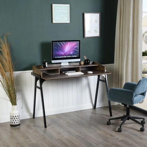 HOMEINBOX Bureau D'écriture De Style Mid-Century De 120 Cm De Large Avec 4 étagères Extérieures Spacieuses 6512 3 HOMEINBOX Bureau D'écriture De Style Mid-Century De 120 Cm De Large Avec 4 étagères Extérieures Spacieuses 6512