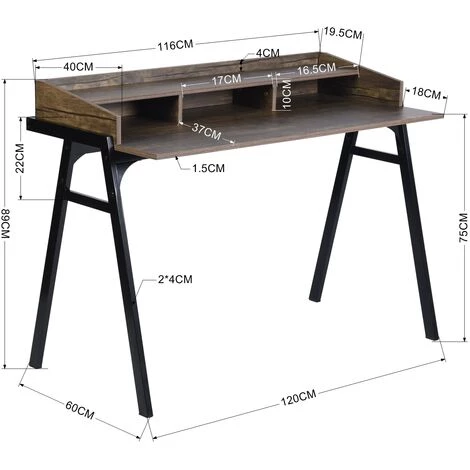 HOMEINBOX Bureau D'écriture De Style Mid-Century De 120 Cm De Large Avec 4 étagères Extérieures Spacieuses 6512 7 HOMEINBOX Bureau D'écriture De Style Mid-Century De 120 Cm De Large Avec 4 étagères Extérieures Spacieuses 6512 – Image 5