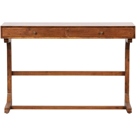 Bureau En Bois D'acacia Finition Brun - H.76 X L.116 X P.43 Cm -PEGANE- 3 Bureau En Bois D'acacia Finition Brun - H.76 X L.116 X P.43 Cm -PEGANE-