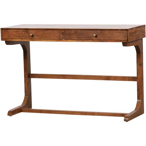 Bureau En Bois D'acacia Finition Brun - H.76 X L.116 X P.43 Cm -PEGANE- 4 Bureau En Bois D'acacia Finition Brun - H.76 X L.116 X P.43 Cm -PEGANE- – Image 2