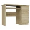 HUCOCO VERO - Bureau Droit Style Moderne Bureau/chambre D'ado - 98x51x76 - 1 Porte 1 Tiroir - Sonoma