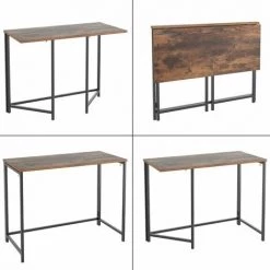 FURCHEN Bureau Pliable Table De Travail Vintage Table D’ordinateur Pour Salon Salle De Jeux En BoisDesign Industriel 98x47,5x75cm -France Bureau Soldes 2022 50256123 3
