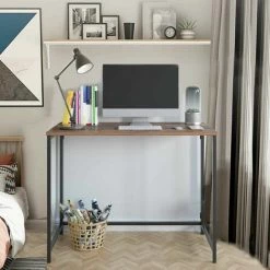 FURCHEN Bureau Pliable Table De Travail Vintage Table D’ordinateur Pour Salon Salle De Jeux En BoisDesign Industriel 98x47,5x75cm -France Bureau Soldes 2022 50256123 5