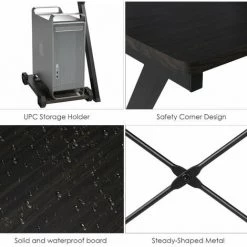 FURCHEN Bureau D'Angle Bureau Informatique En Forme De L Avec Support De CPU Mobile En Mois Et Métal 72x158x120cm Noir -France Bureau Soldes 2022 50256243 3