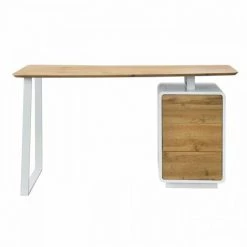 AUTRES Bureau 3 Tiroirs - Décor Bois Et Blanc - L 140 X P 60 X H 76 - BERLIN