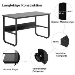 KARTOKNER Bureau D'ordinateur PC Meuble Informatique Multifunctinal Table Informatique Pour Bureaux à Domicile (noire, 120x60x73 Cm) -France Bureau Soldes 2022 50406561 3