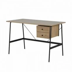 AUTRES Bureau De Travail 2 Tiroirs En Métal - Pieds Noir - MENTOR