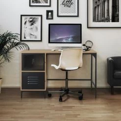 AUTRES Bureau De Travail 2 Portes En Métal - Pieds Noir - ARTY -France Bureau Soldes 2022 50481722 2