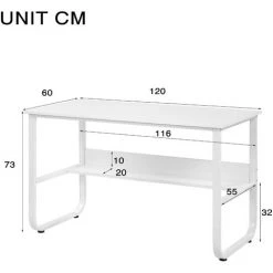 JN.SONGS Bureau Avec Étagères 129x60x73cm Travail Informatique D'ordinateur En Bois Postes De Travail Table D’étude écriture - Blanc -France Bureau Soldes 2022 50599989 5