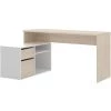 Bureau Angulaire Coloris naturel/blanc Brillant - Longueur 139 X Profondeur 92 X Hauteur 75 Cm -PEGANE-