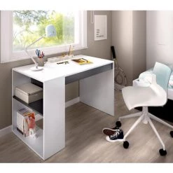 Bureau 1 Tiroir coloris Blanc/graphite - Longueur 115 X Profondeur 40 X Hauteur 74 Cm -PEGANE- -France Bureau Soldes 2022 50697801 3