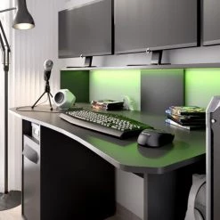 Bureau Gaming Table De Jeu Coloris graphite Avec LED - Longueur 153,5 x Profondeur 62-68.5 x Hauteur 84.2-97 cm -PEGANE- -France Bureau Soldes 2022 50697804 5