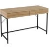 LOLA HOME Bureau En Métal Noir Et Naturel Et Bois MDF Avec 2 Tiroirs De 116x48x76 Cm