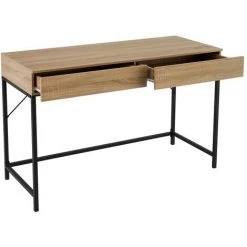 LOLA HOME Bureau En Métal Noir Et Naturel Et Bois MDF Avec 2 Tiroirs De 116x48x76 Cm 9 LOLA HOME Bureau En Métal Noir Et Naturel Et Bois MDF Avec 2 Tiroirs De 116x48x76 Cm -France Bureau Soldes 2022 50736418 3