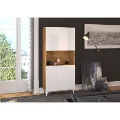 BIM FURNITURE Bureau Pliant MEGAN 1 Bibliothèque Chêne Bordeaux / Blanc -France Bureau Soldes 2022 50754595 3